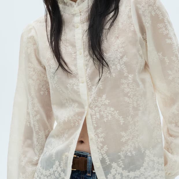 망고 레이스 시스루셔츠 