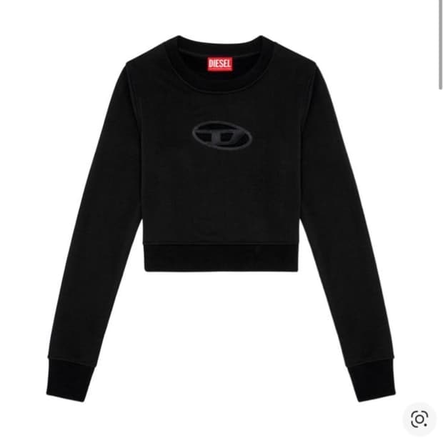 디젤 F-슬리미-Od 컷아웃 로고 크롭 스웨트셔츠 블랙 맨투맨 s
