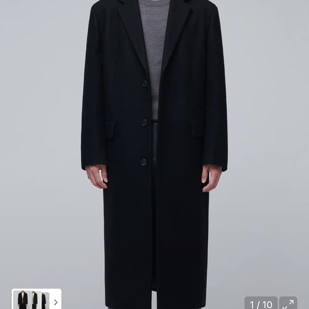 2XL) 무탠다드 MTR 대디숄더 싱글 롱코트 블랙