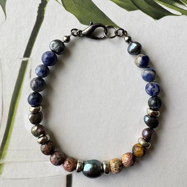 흑진주 원석 팔찌