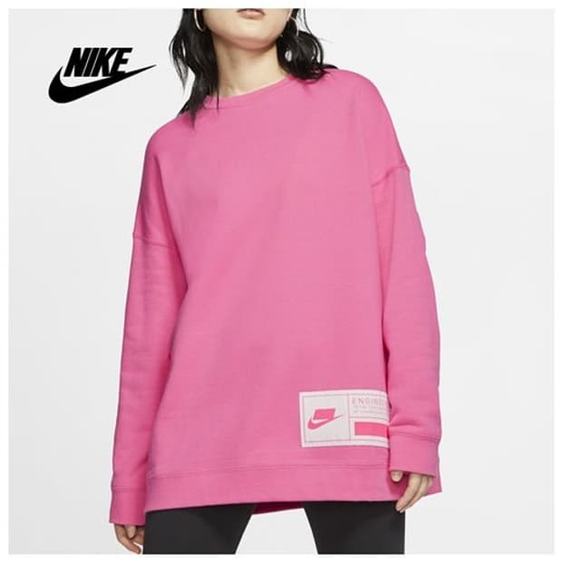 나이키 NSW FLC 오버사이즈 크루핑크 맨투맨