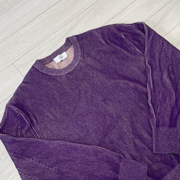 르마드 투톤 사선 라운드 니트