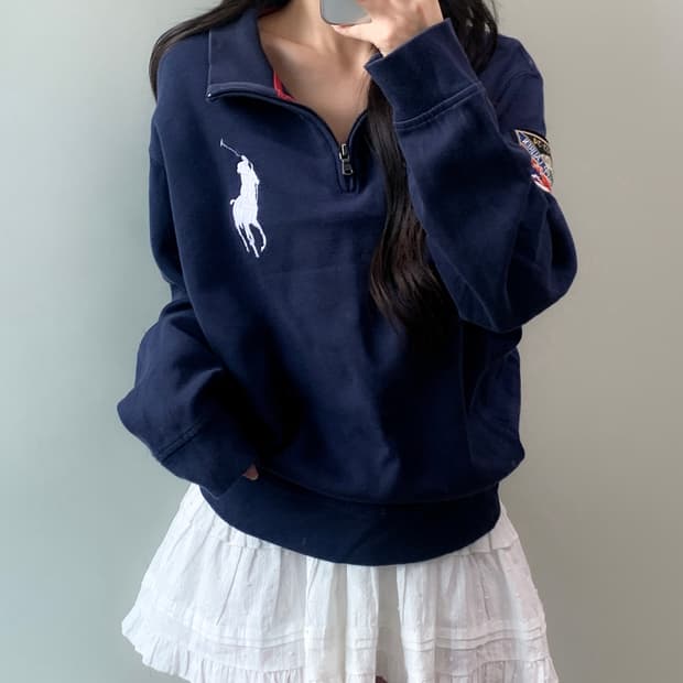 폴로 빅포니 반집업 니트 