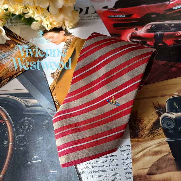 비비안웨스트우드 실크 스트라이프 넥타이 8.8cm A등급 A19478
