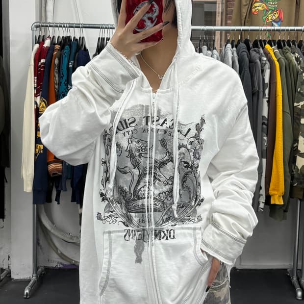 DKNY Y2k 프린팅 후드집업