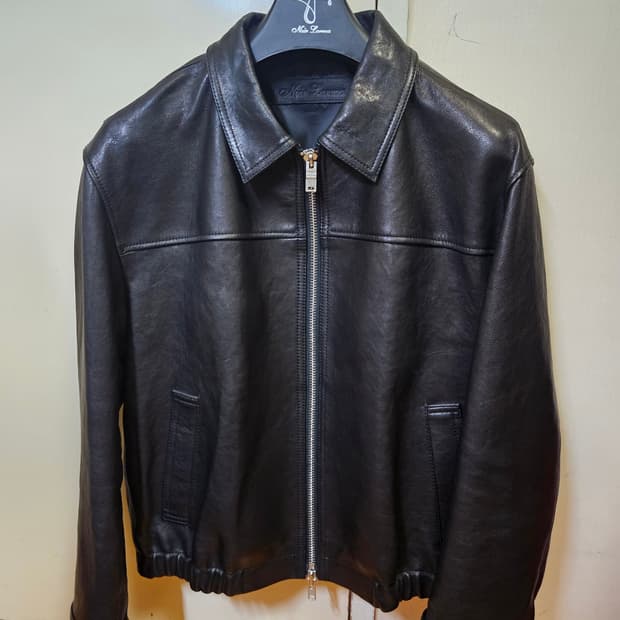100 L ~ 105 XL) 느와르 라르메스 세미 오버 양가죽 레더 자켓