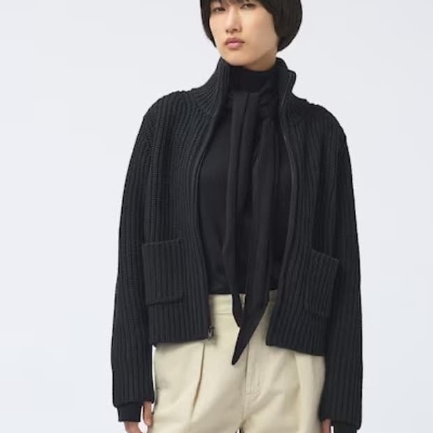 유니클로U 집업가디건 블랙 M 새상품