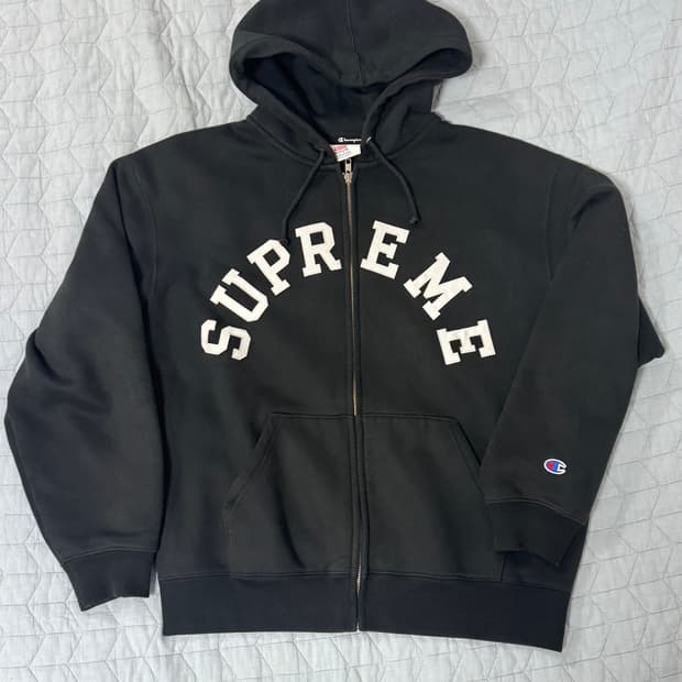 슈프림 챔피온 후드집업 블랙 M