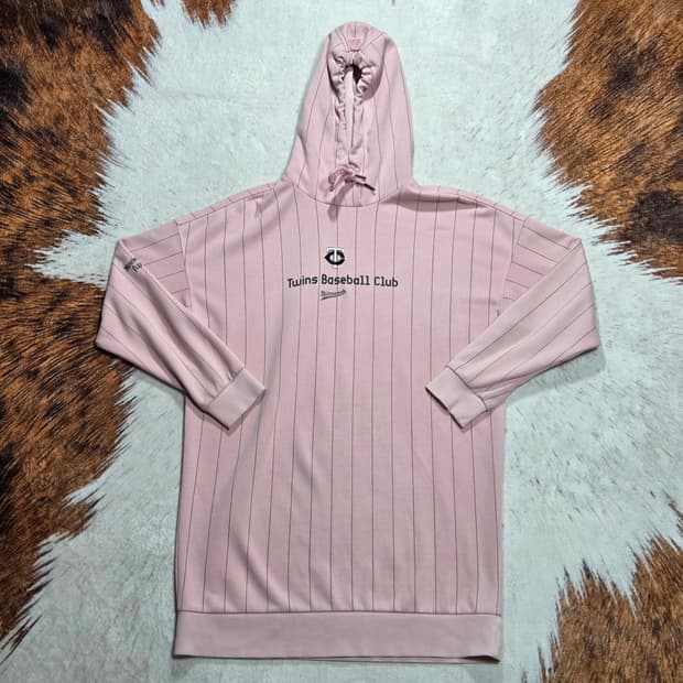 MLB 핑크 스트라이프 후드티