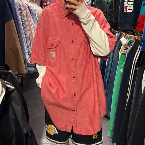 [IM] Carhartt 칼하트 반팔 셔츠 핑크 투포켓