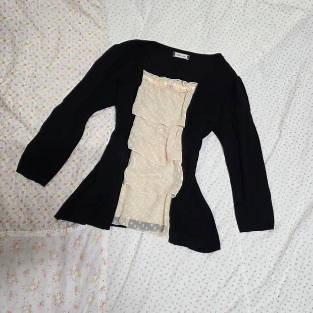 빈티지 공겜여주 도트 블랙 로걀탑 갸루일브히메갸루