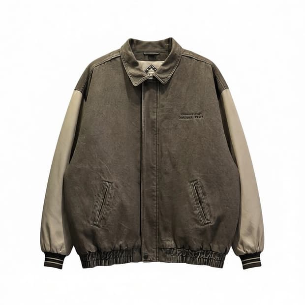 USA VINTAGE 데님 투톤 바시티 워크자켓 소매배색 자수 디테일