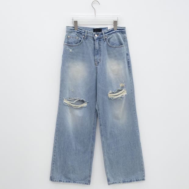 NB.J 데미지 워싱 와이드 데님 팬츠 L구합니다