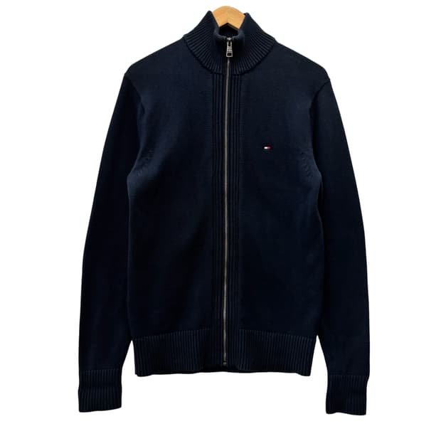 타미힐피거 네이비 코튼 투웨이 니트 집업