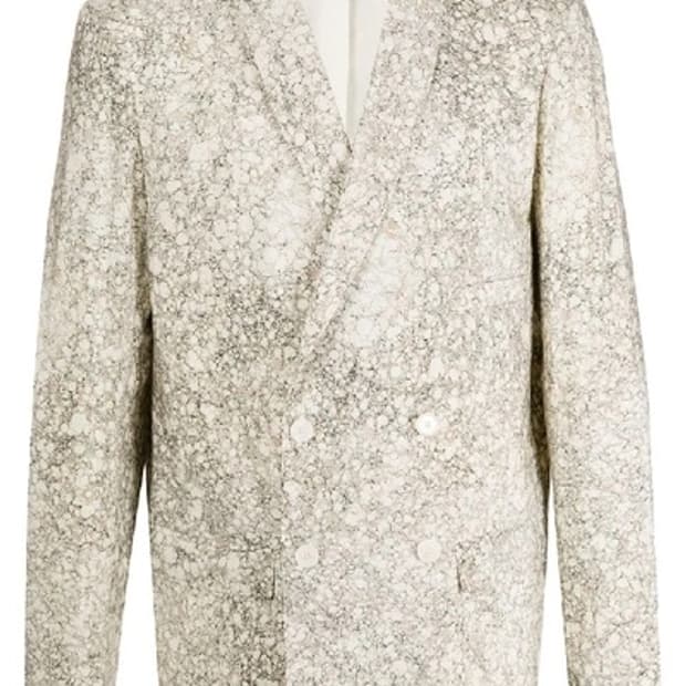 르메르 여성 마블 프린트 더블 브레스티드 블레이저