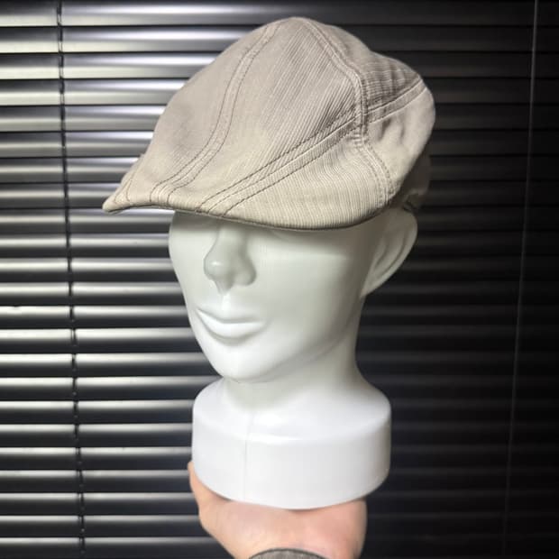 구린 브로스 베이지 절개 패턴 코튼 헌팅캡 모자 빈티지 에스닉 뉴스보이캡