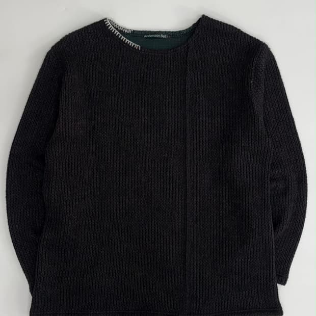 [L] 앤더슨벨 콘트라스트 바론 보트넥 니트