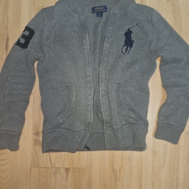 폴로 빅포니 니트집업 그레이