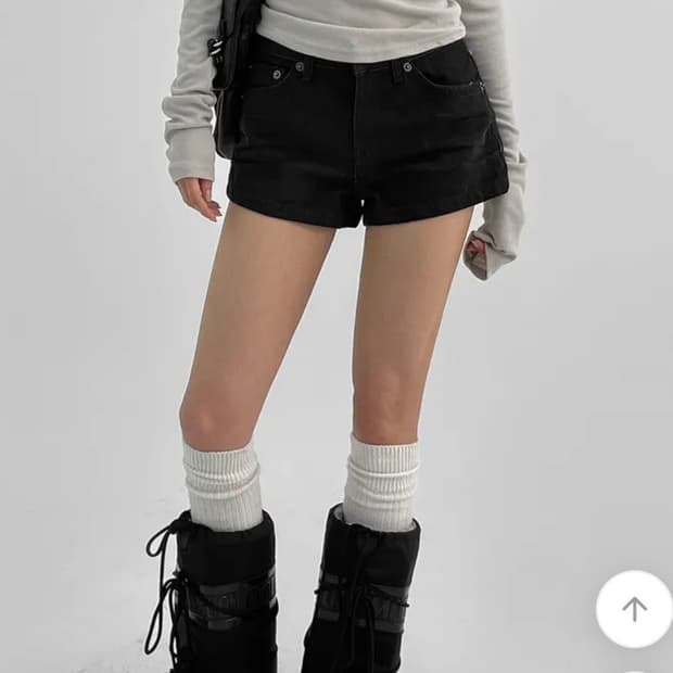 ootj 반바지 블랙업 핫크 논페이드 숏 데님팬츠 흑청