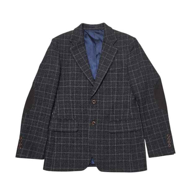 Ziozia 지오지아 빈티지 울 체크 엘보 패치 블레이저