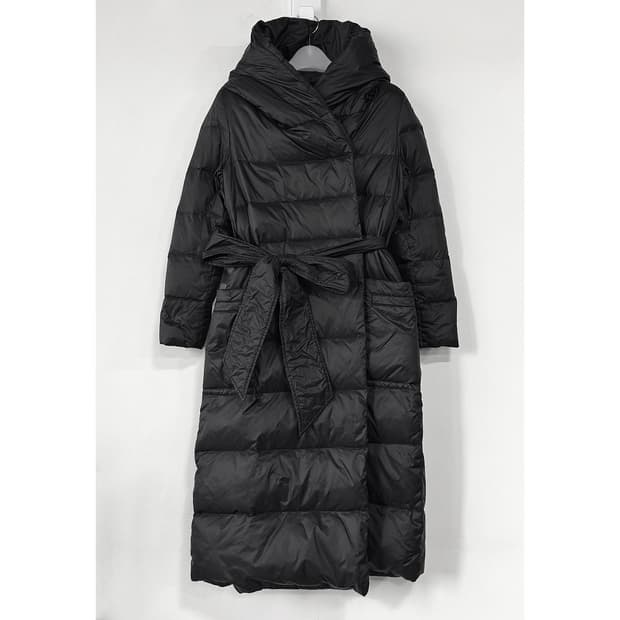아르마니 벨티드 다운 블랙 롱 패딩