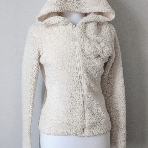 리즈리사 아이보리 리본 후드집업 히메갸루라떼갸루젤라또피케디어리폼폼뽀글이