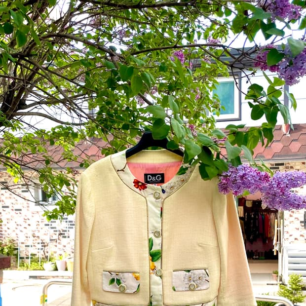 D&G 플로럴 트리밍 코튼 트위드 자켓 (Made in Italy)