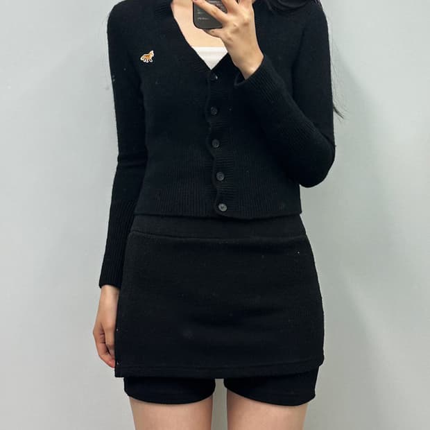 메종키츠네 베이비폭스 블랙 울 가디건