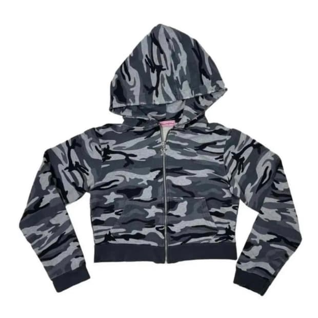 플리즈노팔로우 카모 후드집업 그레이