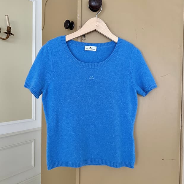 꾸레쥬 캐시미어 글리터 숏슬리브 니트