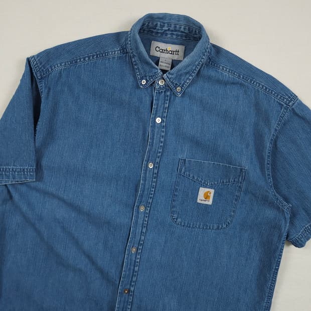 XL(105) 칼하트 리워크 데님셔츠 진청