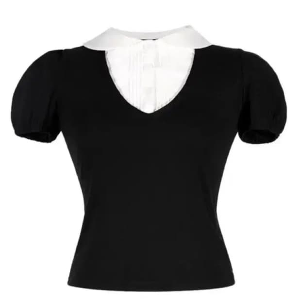 위스페어리 디어마이페어리 쁘띠 레이어드 블라우스 블랙