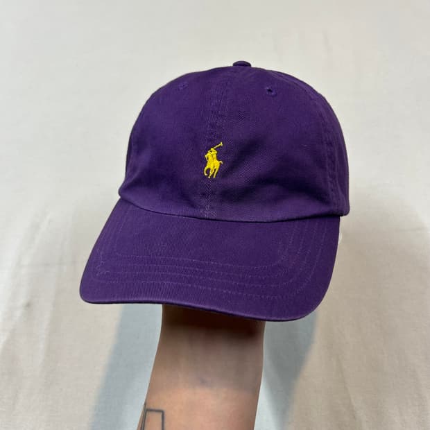 폴로 랄프로렌 보라색 볼캡 모자 가죽스트랩 정품