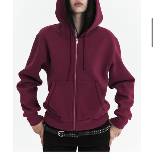 큐리티 c velvet logo fleece zip-up hoodie 