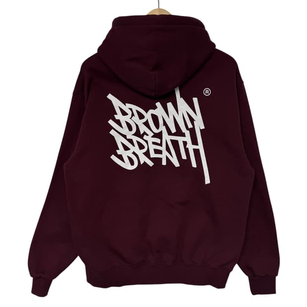 브라운브레스 로고 후드 버건디