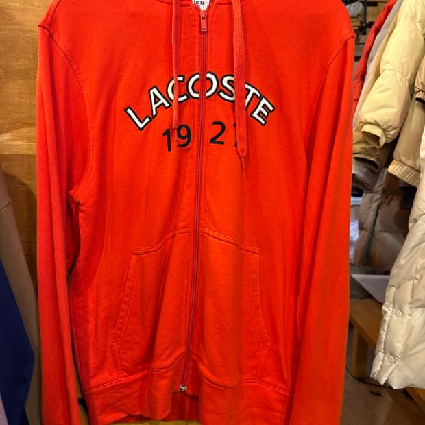 라코스테 자수로고 오렌지 후드집업