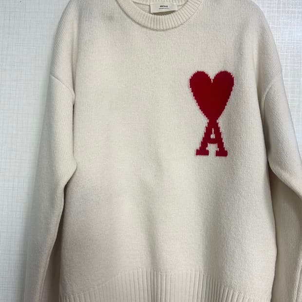 아미 빅로고 빅하트 울 니트 스웨터 S(100)