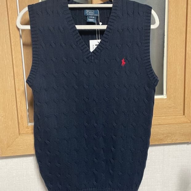 (새상품, 95-100)폴로 정품 랄프로렌 케이블 니트 조끼 네이비