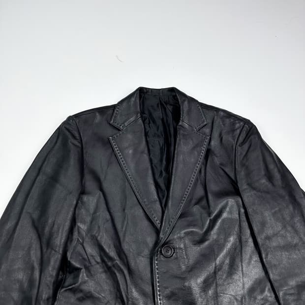 VTG 빈티지 양가죽 블랙 블레이저 자켓 (XL)