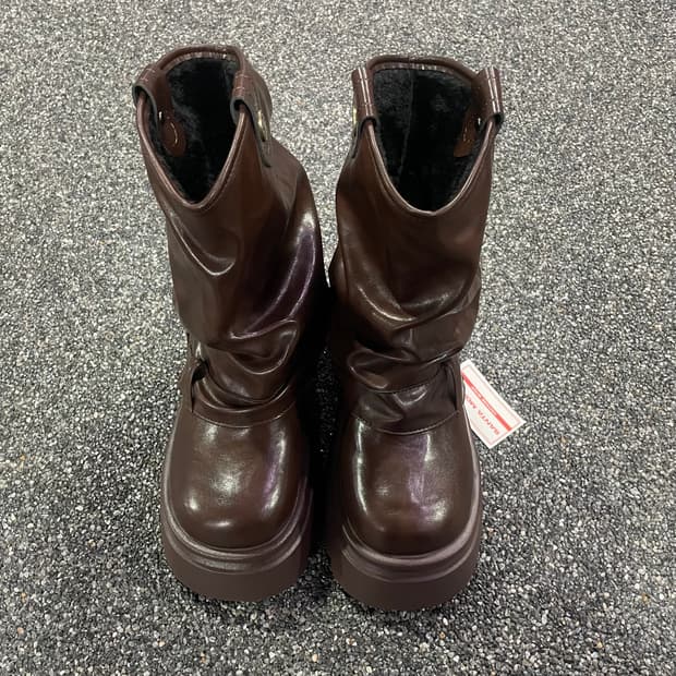 빈티지 y2k 투웨이 양털 브라운 미들 부츠 B3689