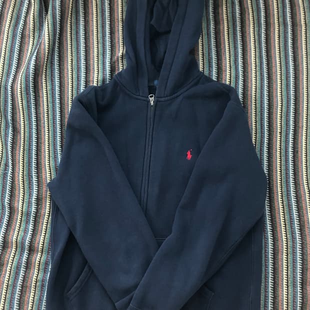 폴로 네이비 후드집업