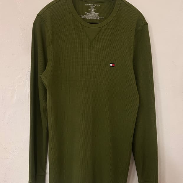 타미힐피거 올리브색 와플 긴팔 티셔츠 S (90)
