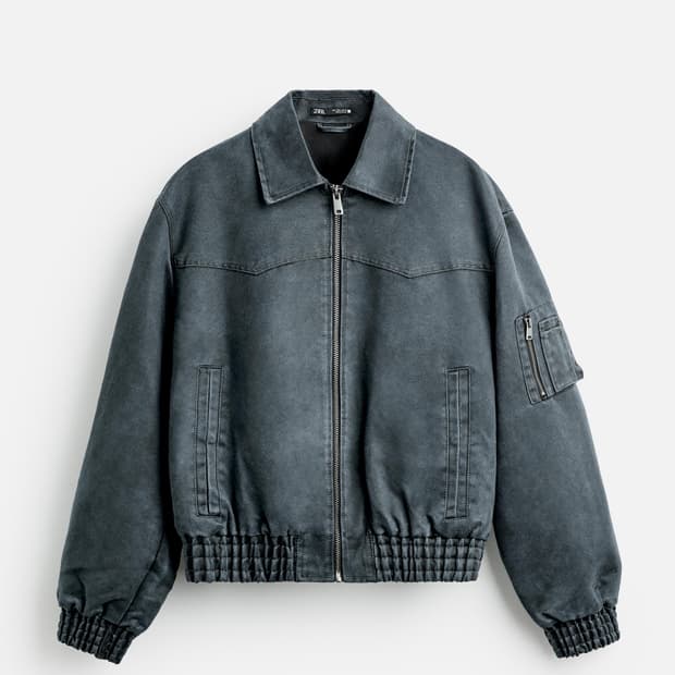 ZARA 자라 워시드 크롭 스웨이드 이펙트 봄버자켓