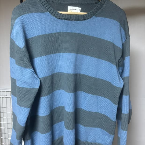 카키스 스트라이프 니트 라지