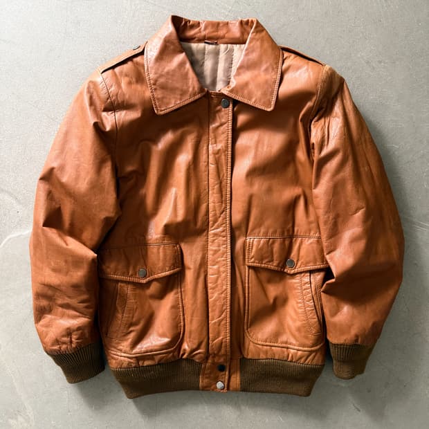 Vintage Genuine Leather Bomber Jacket