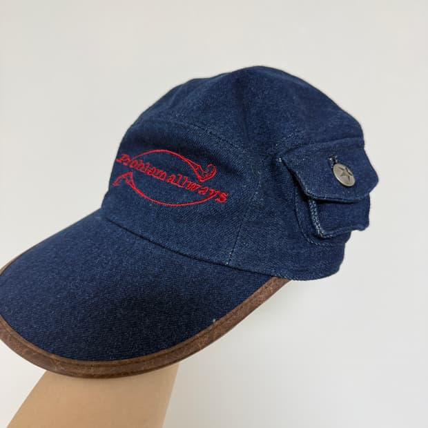 프라블럼올웨이즈 Logo Denim Pocket Camp Cap