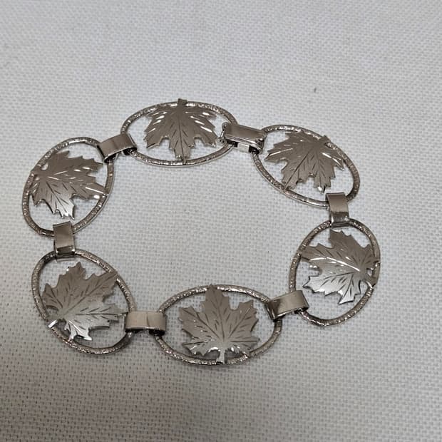 미국 빈티지 STERLING 실버 단풍잎 팔찌 (15g 19cm)
