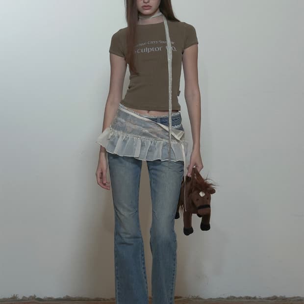 스컬프터 피카부 마이크로 쉬어 스커트 s