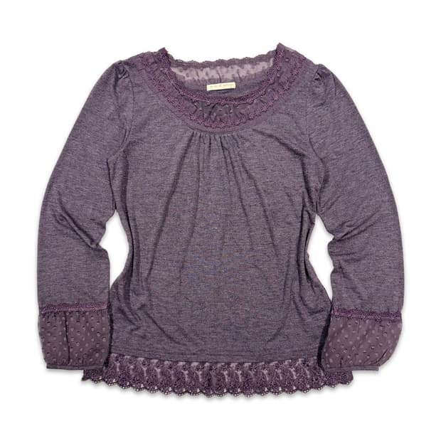 빈티지 da da de epatant 레이스 도트 모리 긴팔티