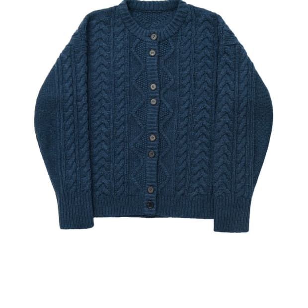 포니즈 FOG CABLE KNIT CARDIGAN (DENIM)